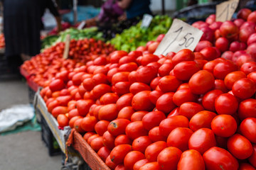Market stall with variety of organic vegetable