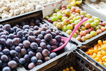 Market stall with variety of organic vegetable
