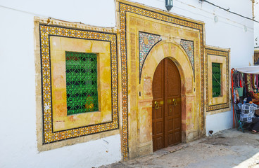 The tiled facade of medieval edifice, Sfax, Tunisia