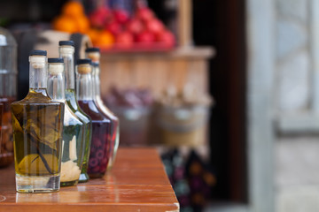 degustation of homemade liqueur at local steet market