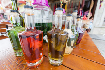 degustation of homemade liqueur at local steet market