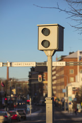 Speed camera on the road in Finland.