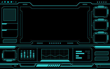 Blue control panel abstract Technology Interface hud on black background vector design. - obrazy, fototapety, plakaty