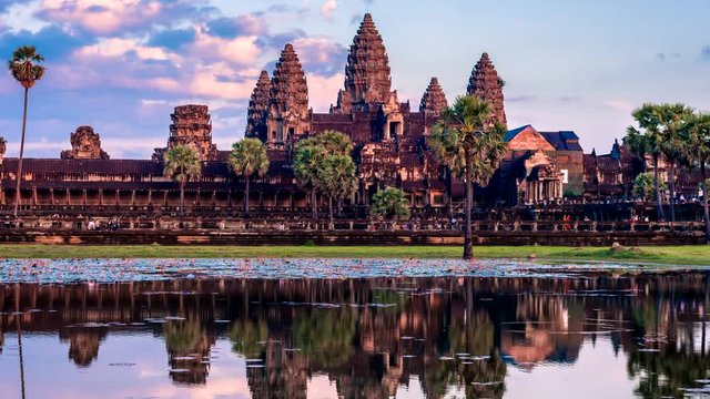 Timelapse of Cambodia landmark Angkor Wat