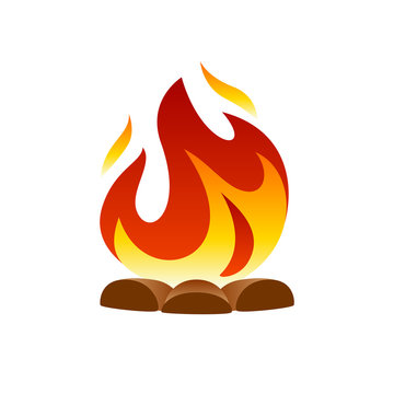 Camp fire icon on white background