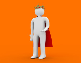 3d white man with a crown . 3d rendered illustration