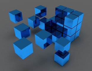 abstract cubes concept. 3d rendered illustration