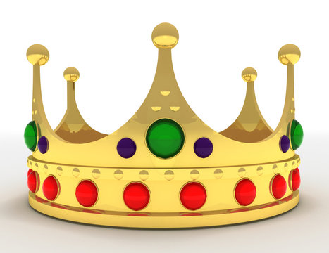 Gold crown isolated . 3d rendered illustration