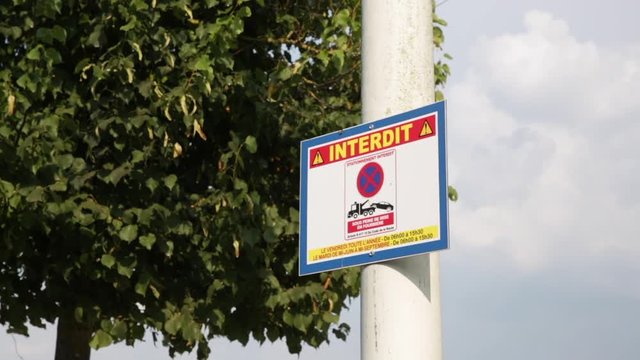 Parking regulations sign in France, Europe