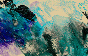 Abstract acrylic and watercolor brush strokes painted background.