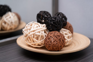 Vine ball or Rattan Ball decoration on dish