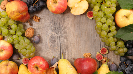 frame of apple, pear and grape