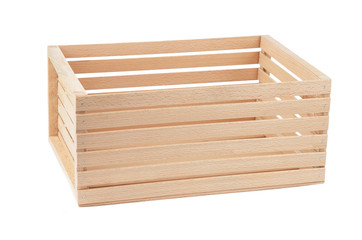 Wooden box on white