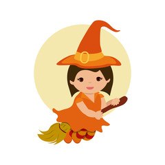 Little girl flying with broom