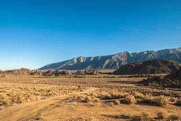 Naklejka na ściany i meble Landscape of the desert of the Alabama Hills, California, USA