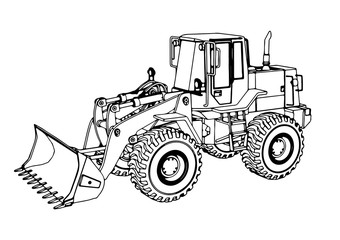 Fototapeta premium sketch of a construction bulldozer vector