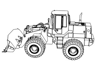 sketch of a construction bulldozer vector