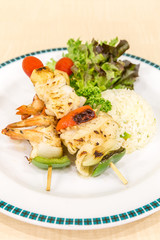 grilled seafood skewer