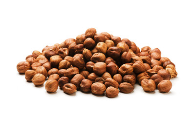 Handful of hazelnut nuts