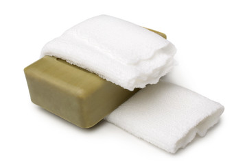 Toilet soap and bath towel