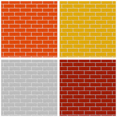 Bricks wall. Set of colored seamless patterns