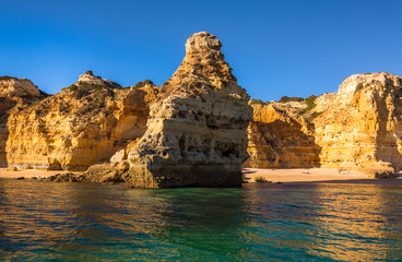 Algarve Seashore and Caves. Exposure done in a boat tour in the Lagoa seashore, Algarve, Portugal,