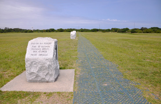 First Successful Flight of an Airplane Spot at Wright Brothers National Memorial, Kill Devil Hills, North Carolina, USA.