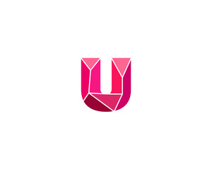 Polygonal trend letter u logotype. Color vector logo. Universal segment font element symbol. © iamguru