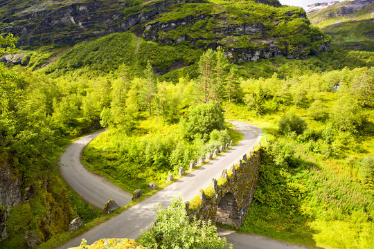 Norwegian scenic route Geiranger - Trollstigen road section named Knuten, Norway