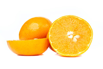 Mandarin orange slice isolated on white background