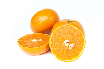 Mandarin orange slice isolated on white background.