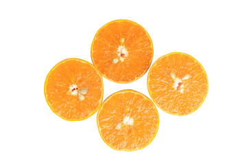 Top view mandarin slice isolated on white background