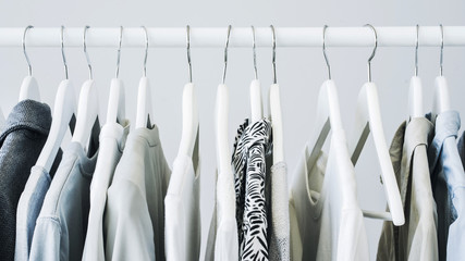 Gray clothing on the hangers