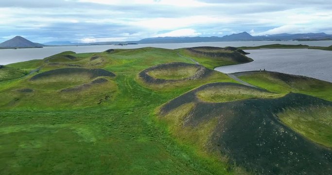 Sk&uacute;tusta&eth;ag&iacute;gar Pseudo Craters At Lake Myvatn, Northern Iceland