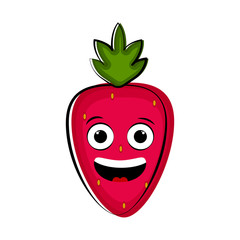 Happy strawberry cartoon character emote