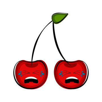 Crying cherry cartoon character emote