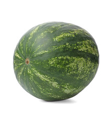 Whole ripe watermelon on white background