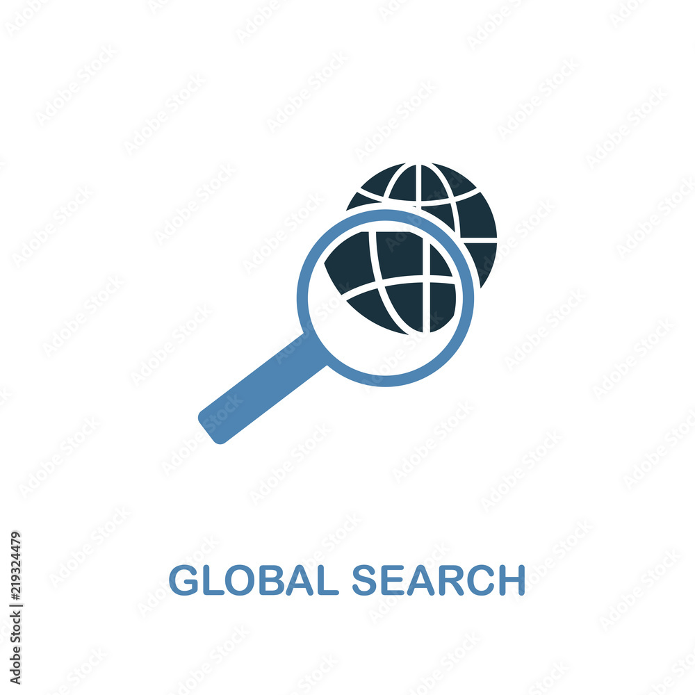 Poster global search icon. pixel perfect. monochrome global search icon symbol from human resources collect