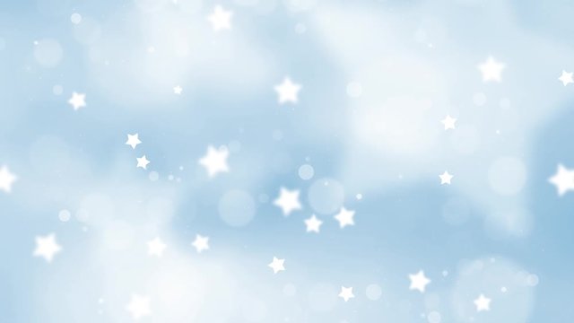 Christmas decoration star symbols over shiny blue colored background.