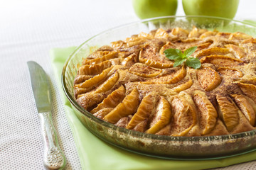 Apple pie with cinnamon and ground almonds