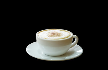 White coffee mug Placed on a black background.