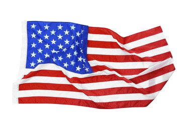 Fototapeta premium American flag on white background, top view