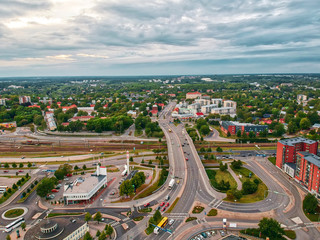 Bridge crossing the railway in the city of Turku.