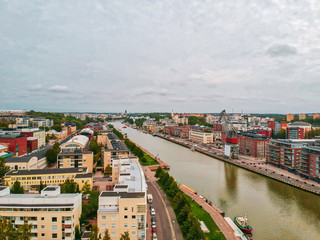 Aerial view to the city of Turku. Photographed at August.