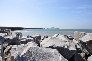 Herbert C Bonner Bridge in Cape Hatteras National Seashore, on Outer Banks, North Carolina, USA.