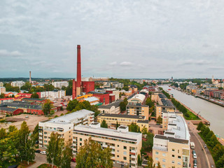 Aerial view to the city of Turku. Photographed at August.