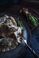 Dumplings with cabbage and mushrooms