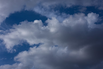 cloud view, blue sky with white clouds; background with blue sky