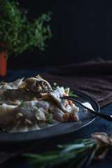 Dumplings with cabbage and mushrooms
