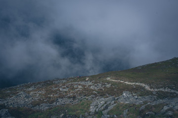 Mysterious hiking trail in the mountains